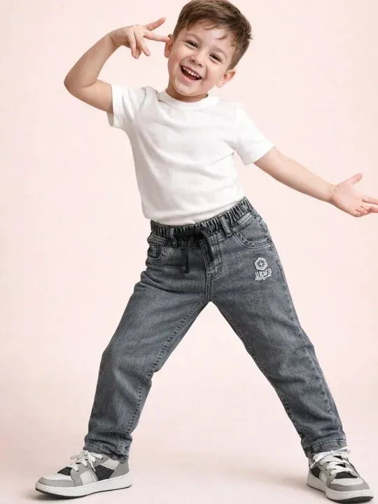 Embroidered Straight Boys Jeans