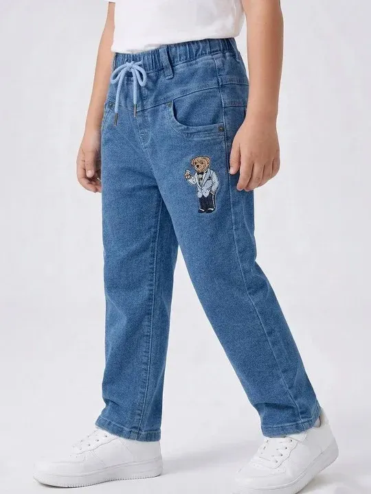 Embroidered Straight Boys Jeans
