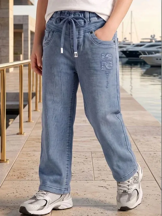 Embroidered Straight Boys Jeans