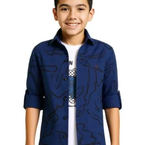 Blue Printed Boys Shirts