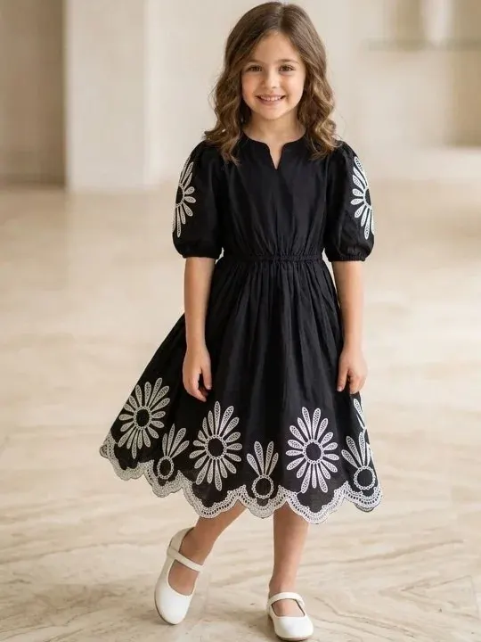 Floral Embroidered Girls Dresses