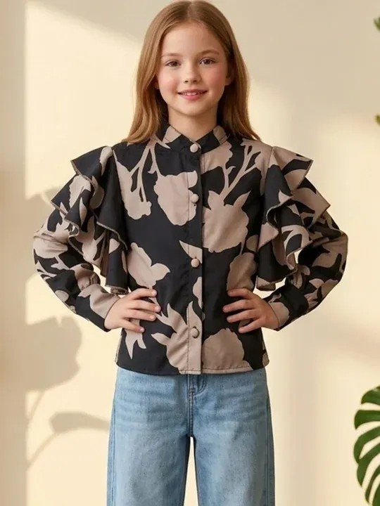 Floral Ruffle Girls Tops