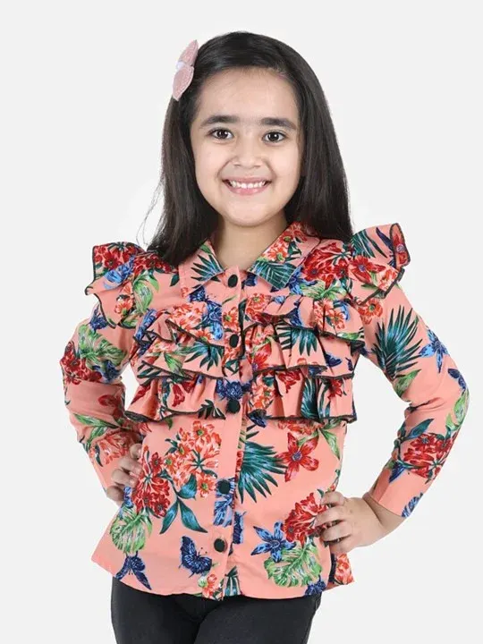 Floral Ruffle Girls Tops