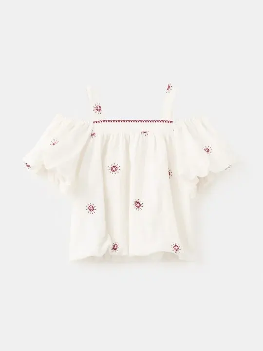 Floral Embroidered Girls Tops