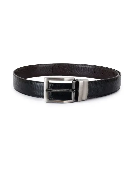 Black Textured Reversible Belts