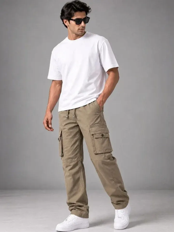 Cargo Relaxed-Fit Casual Trousers