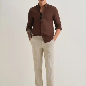 Beige Relaxed-Fit Casual Trousers