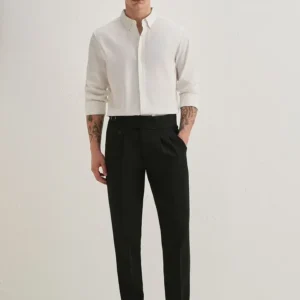 Black Slim-Fit Casual Trousers