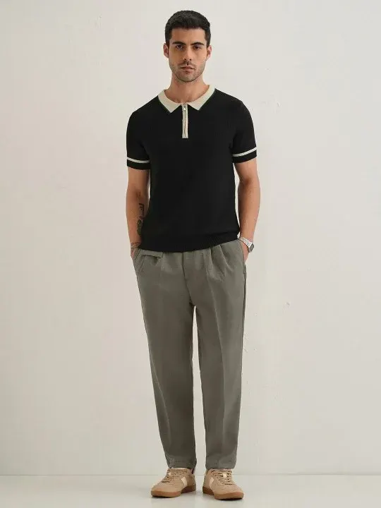 Green Relaxed-Fit Mid-Rise Casual Trousers