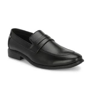 Black Textured Loafers Formal Shoes