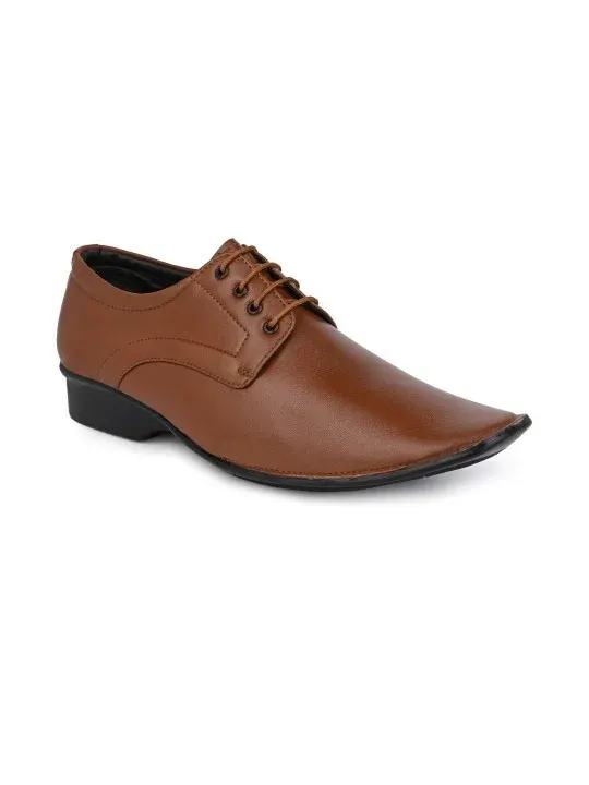 Tan Lace-Up Formal Shoes
