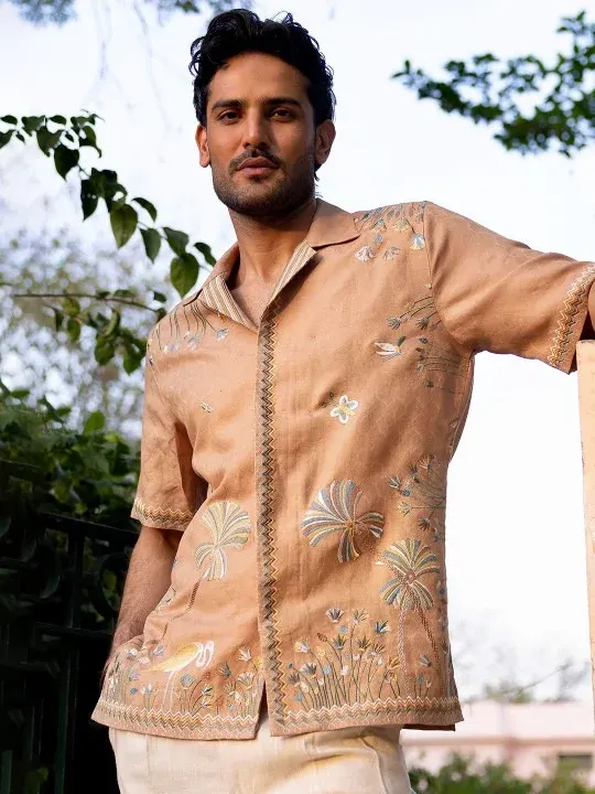 Floral Embroidered Casual Shirts