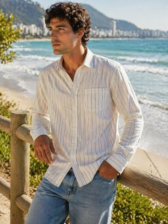 Striped Slim-Fit Casual Shirts