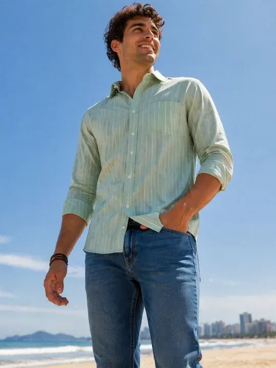 Striped Slim-Fit Casual Shirts