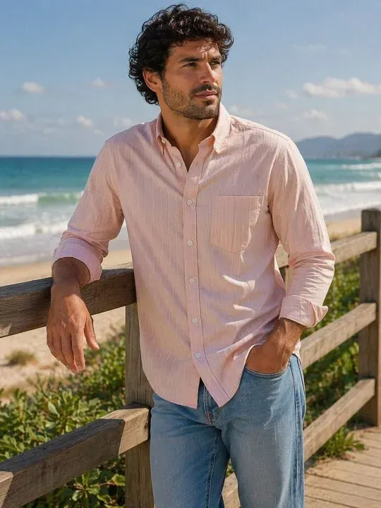 Striped Slim-Fit Casual Shirts