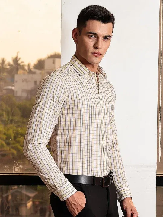Checked Slim-Fit Formal Shirts