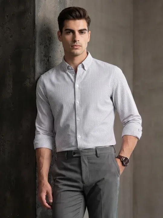 Striped Slim-Fit Formal Shirts