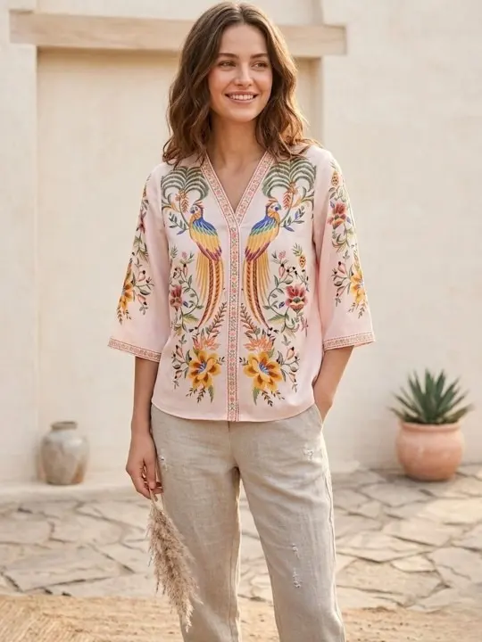 Floral Embroidered Tops