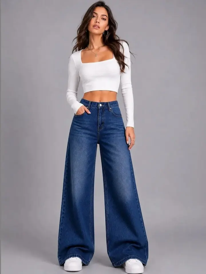 Wide-Leg High-Rise Jeans