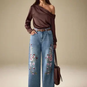 Embroidered High-Rise Jeans