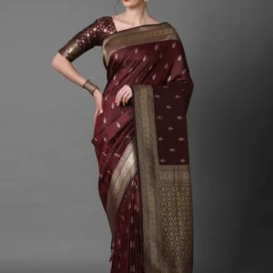 Brown Woven-Design Sarees
