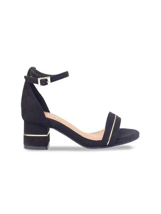 Black Block-Heel Ankle Heels