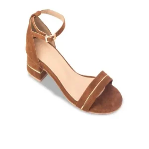 Brown Block-Heel Ankle Heels