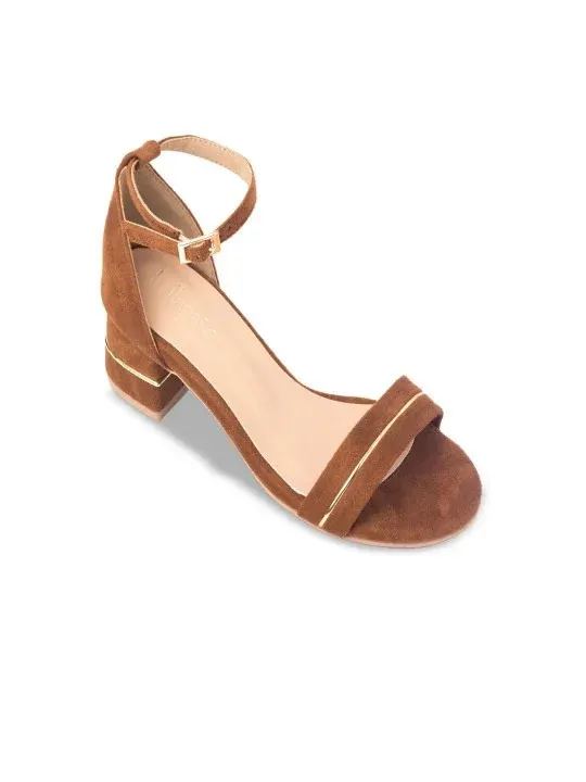 Brown Block-Heel Ankle Heels