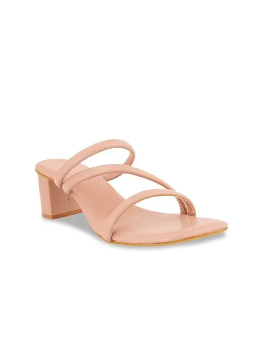Beige Block-Heel Heels