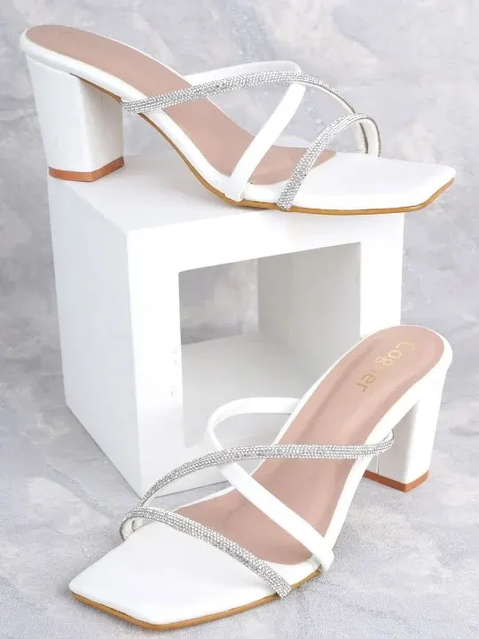 Block-Heel Embellished Heels