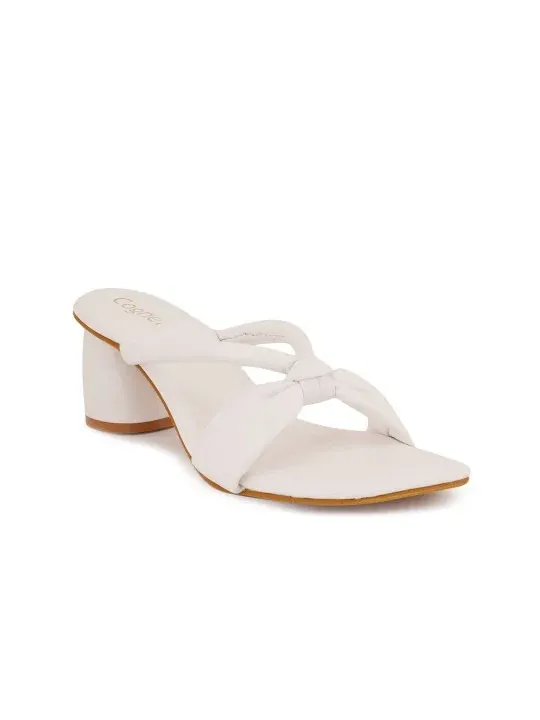 White Block-Heel Heels