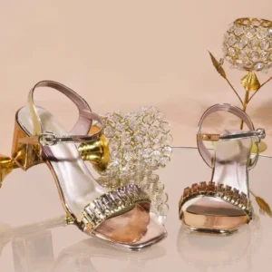 Block-Heel Embellished Heels