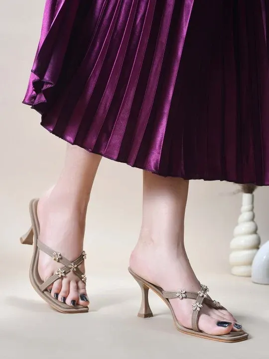 Embellished Slip-On Heels
