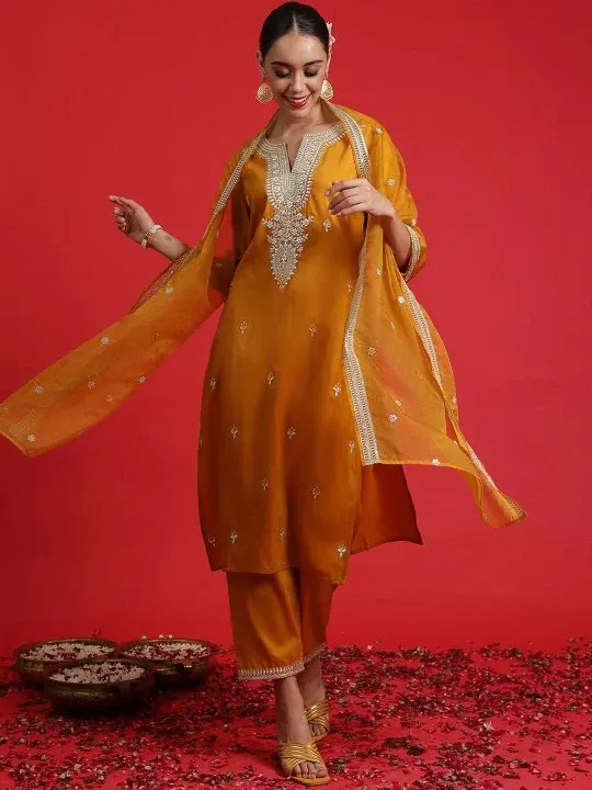 Embroidered Sequinned Kurtas & Suits