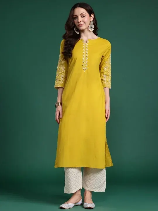 Embroidered Floral Kurtas & Suits