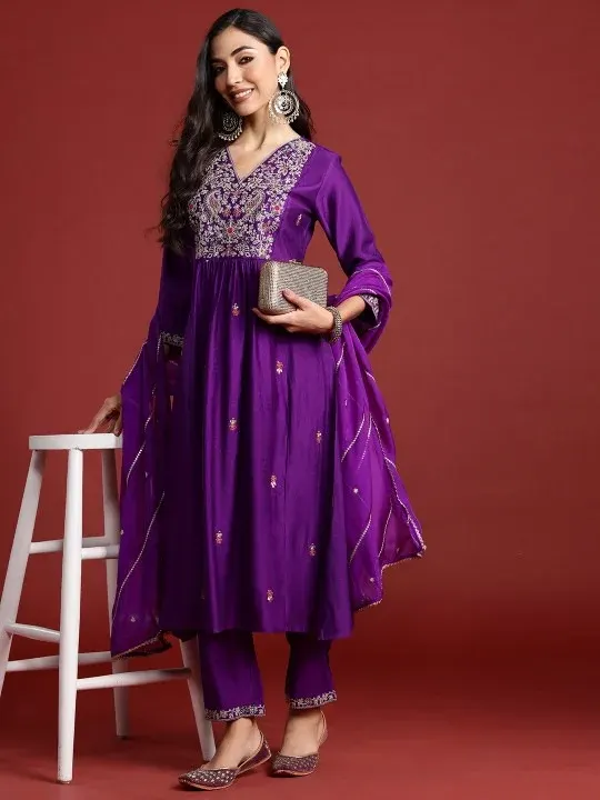 Embroidered Floral Kurtas & Suits