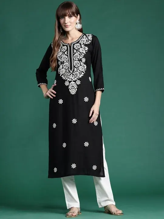 Embroidered Floral Kurtas & Suits