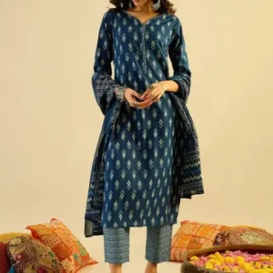 Blue Printed Kurtas & Suits