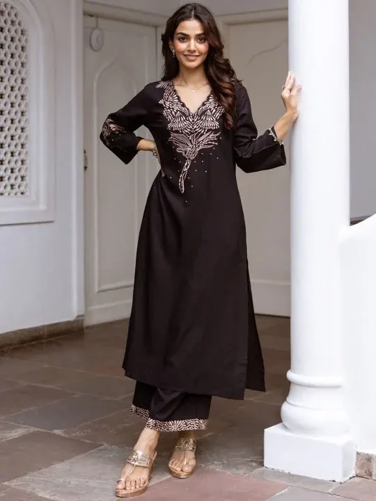 Embroidered Floral Kurtas & Suits