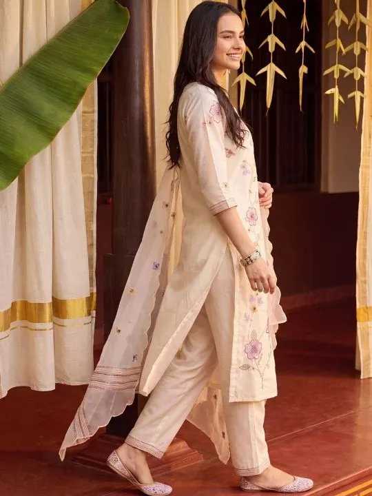 Embroidered Floral Kurtas & Suits