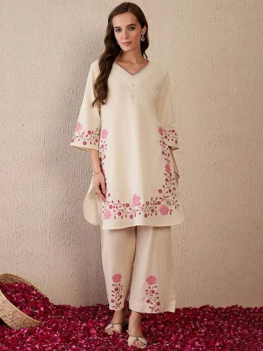 Embroidered Floral Kurtas & Suits
