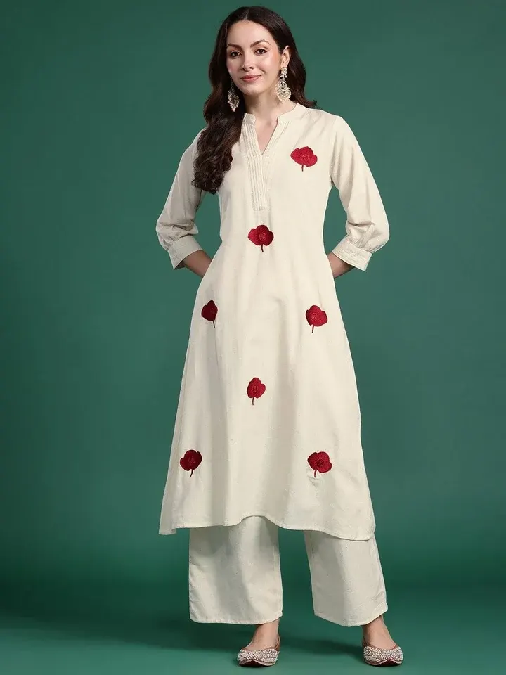 Embroidered Floral Kurtas & Suits