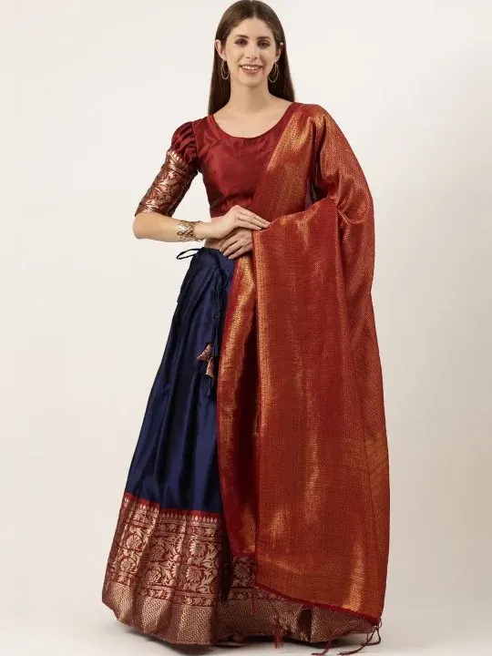 Floral Woven-Design Lehenga Cholis