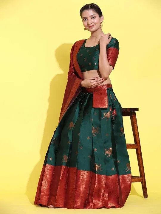Floral Woven-Design Lehenga Cholis