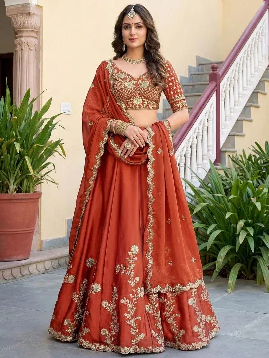 Embroidered Sequinned Lehenga Cholis