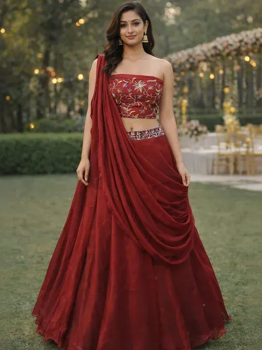 Embroidered Sequinned Lehenga Cholis
