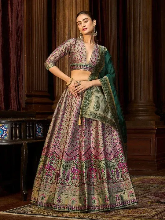 Woven-Design Lehenga Cholis