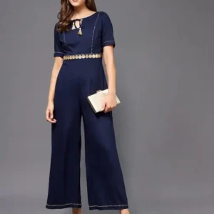 Blue Solid Jumpsuits